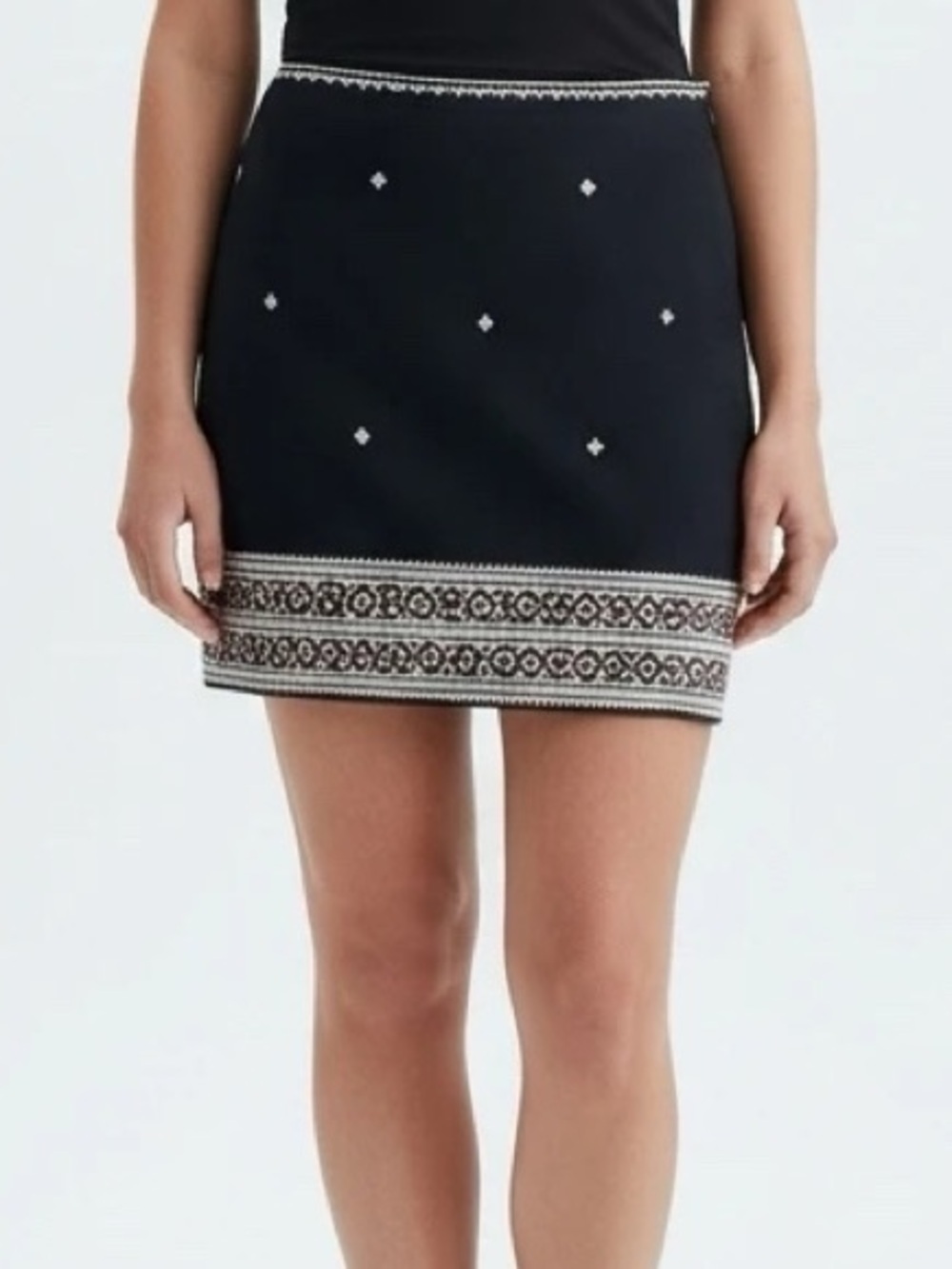 Madewell Black Embroidered Skirt